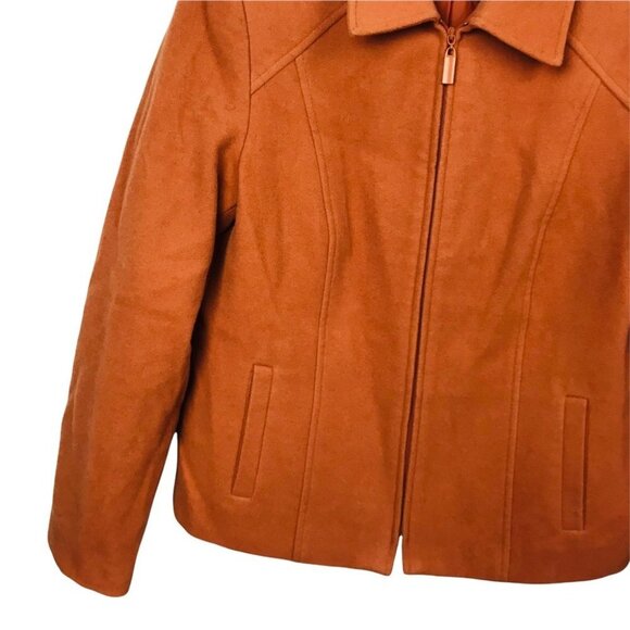 Minimalist Neutral Conrad C Camel Wool Zip Up Lined Jacket Women Size M - Picture 5 of 16